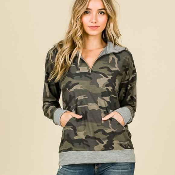 Half-Zip Camouflage Sweatshirt - Picture 2 of 9